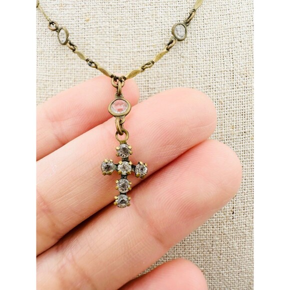 Kenny Ma San Francisco rhinestone cross Necklace 16.5” - Picture 3 of 4